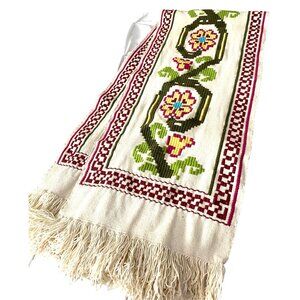 Aztec Table Runner Native American Ethnic Southwestern 68”x 15” Vintage Fringe